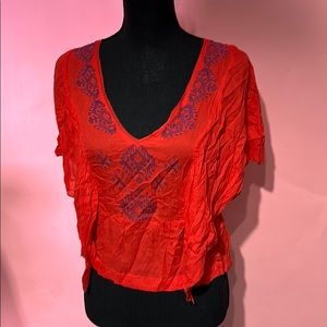 Urban Outfitters Red V Neck Flowy Top